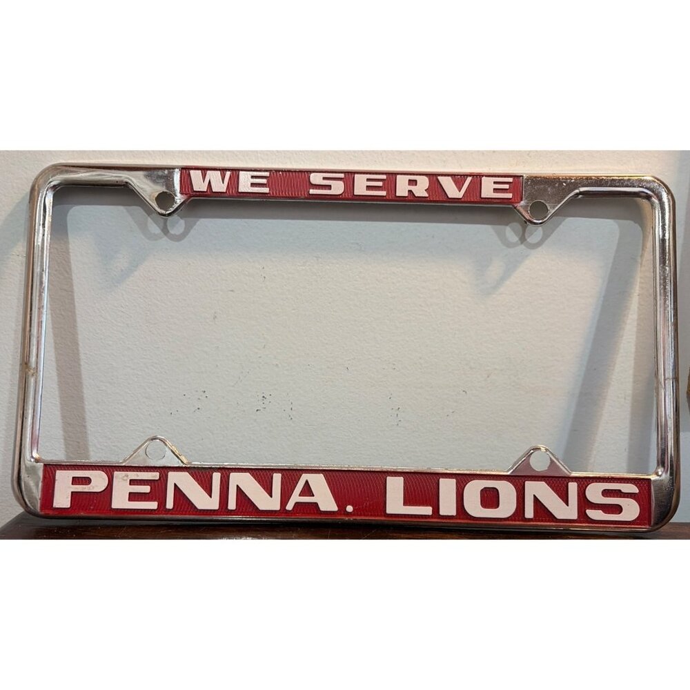 VTG Metal License Plate Frame Lions Club International "We Serve Penna. Lions"